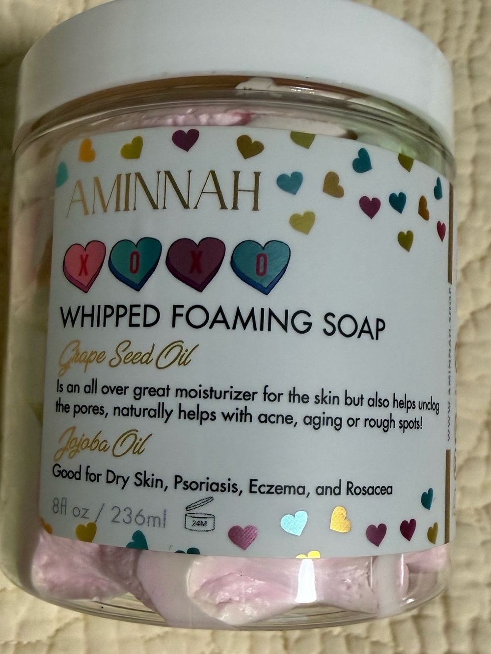 Aminnah “XOXO” Whipped Foaming Soap! Great for Rosecea, Exzema and Psoriasis!